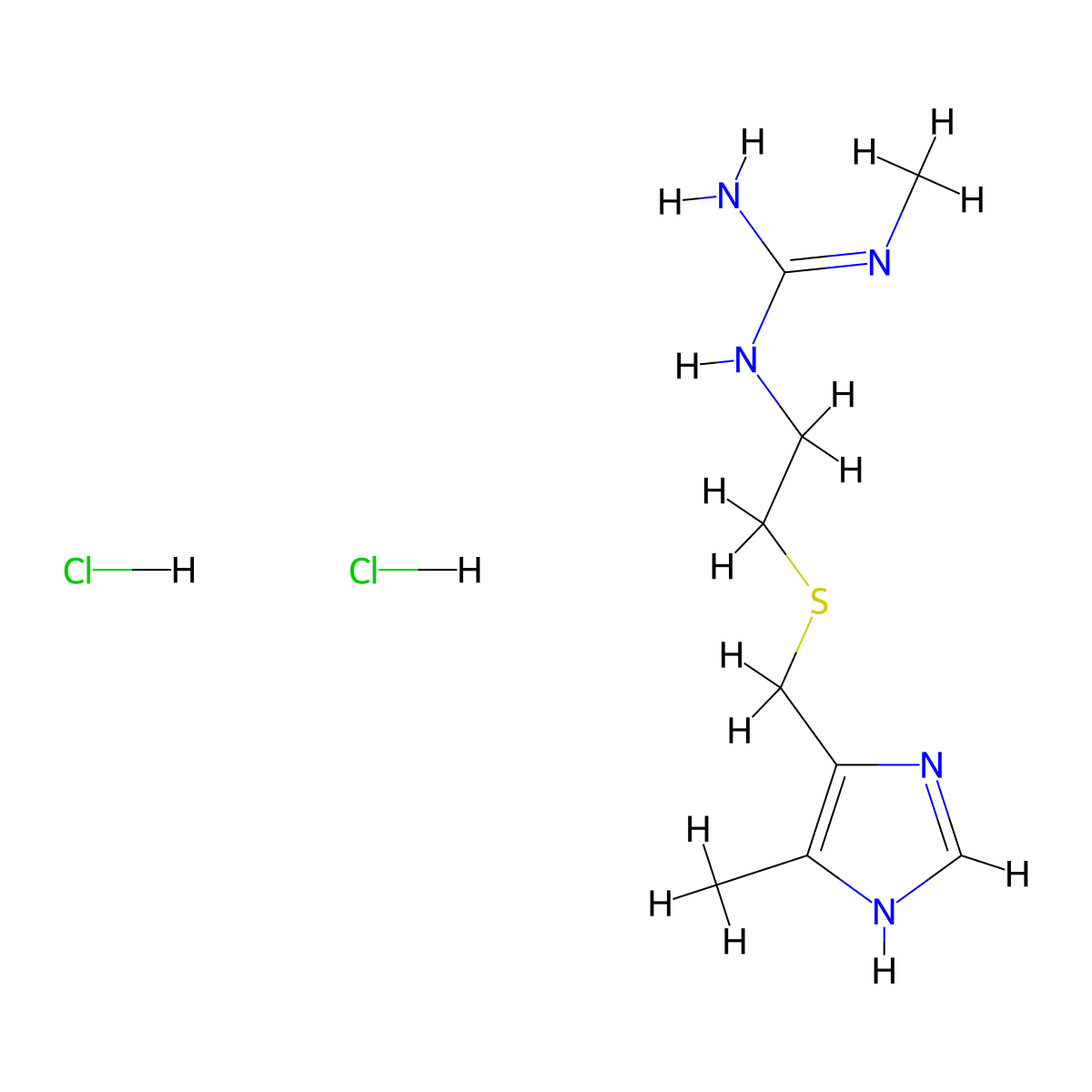 Descyano Cimetidine Dihydrochloride Salt molecular structure, CAS 59660-24-1