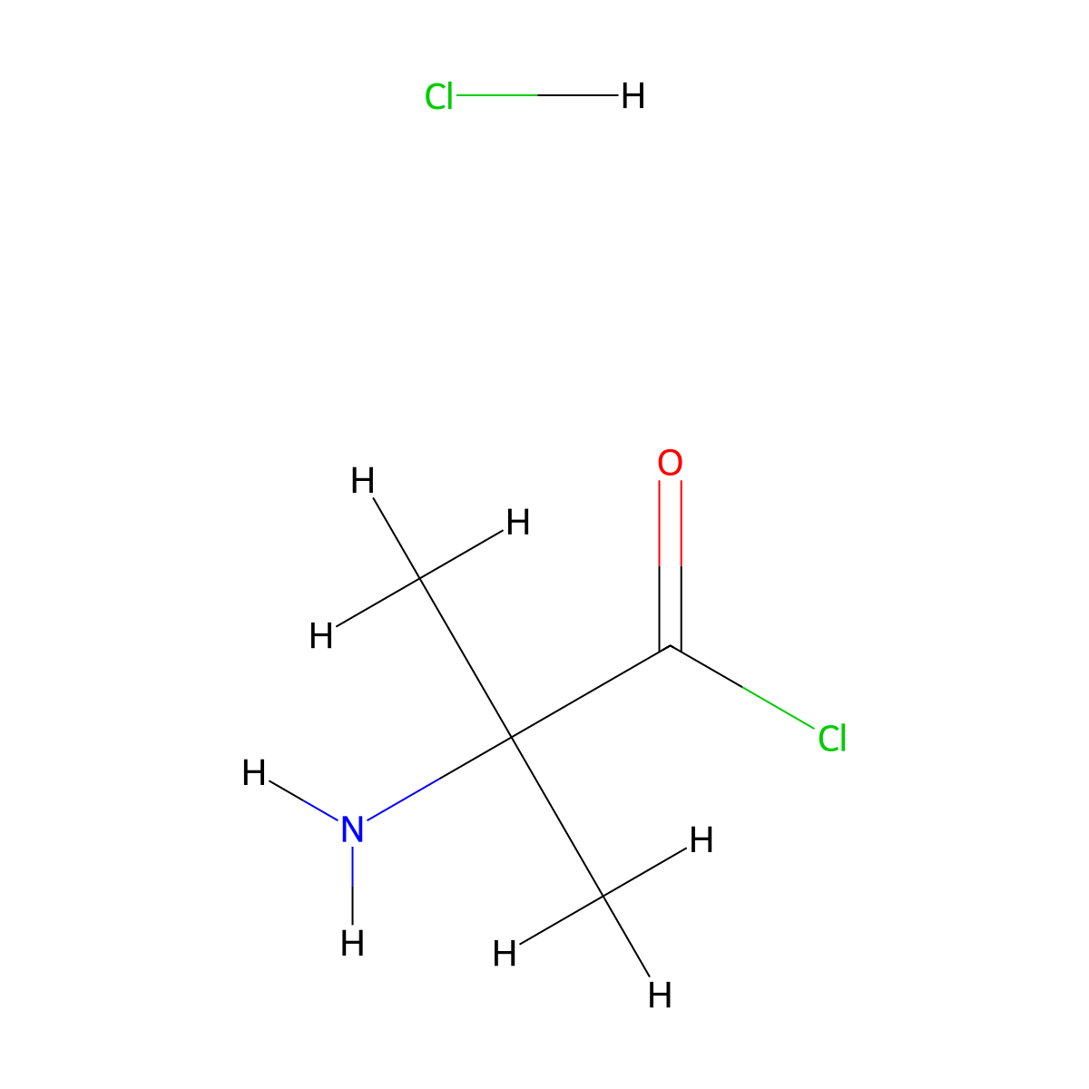 2-Amino-2-methylpropanoyl chloride hydrochloride molecular structure, CAS 59660-95-6