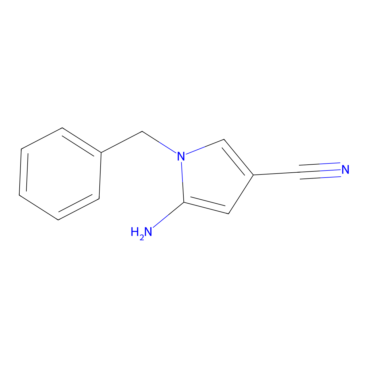5-amino-1-benzyl-1H-pyrrole-3-carbonitrile molecular structure, CAS 59661-27-7