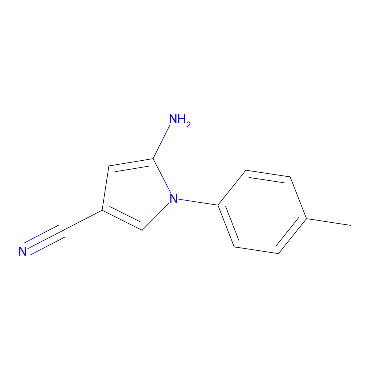 5-Amino-1-(p-tolyl)-1H-pyrrole-3-carbonitrile molecular structure, CAS 59661-30-2