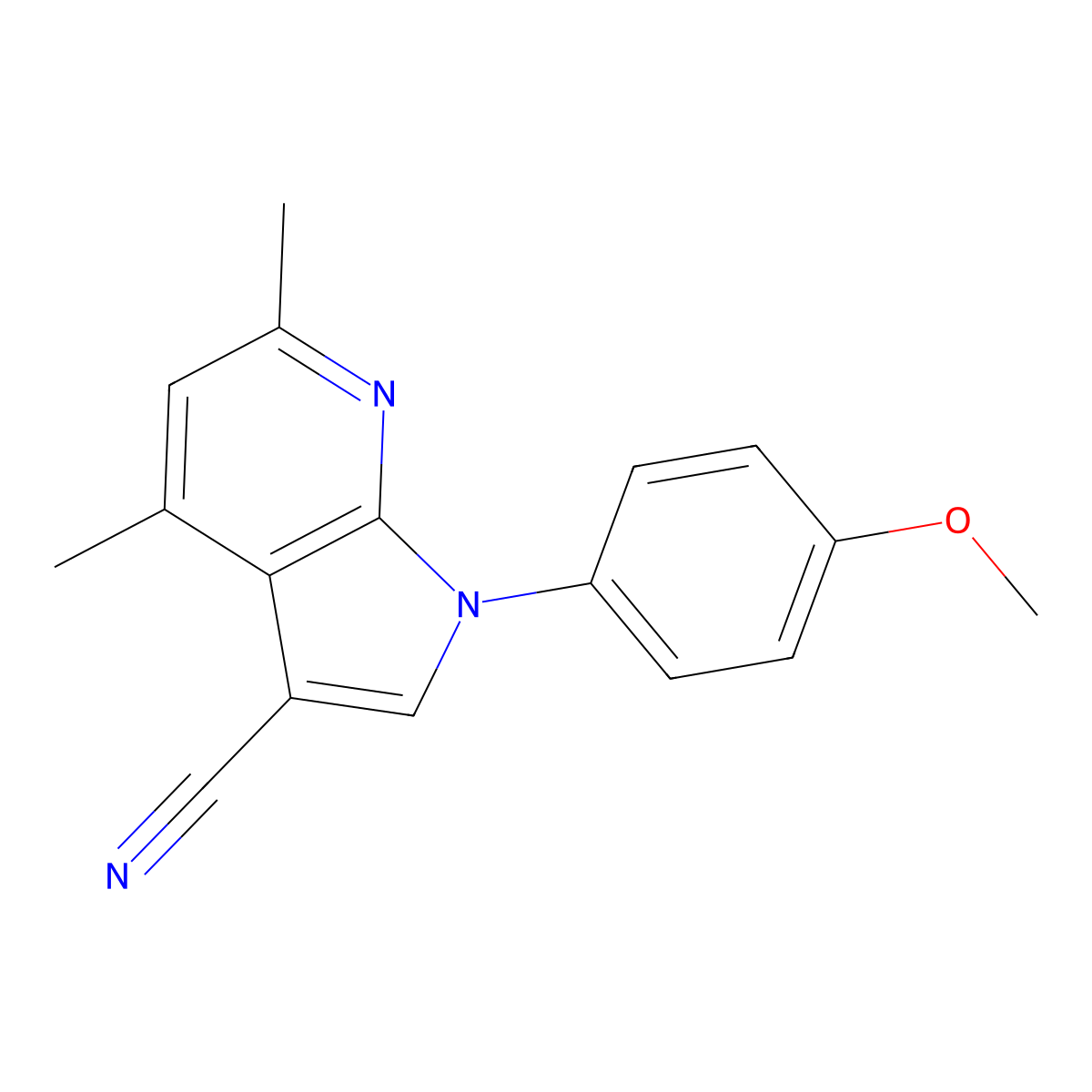 1-(4-methoxyphenyl)-4,6-dimethyl-1H-pyrrolo[2,3-b]pyridine-3-carbonitrile molecular structure, CAS 59661-47-1