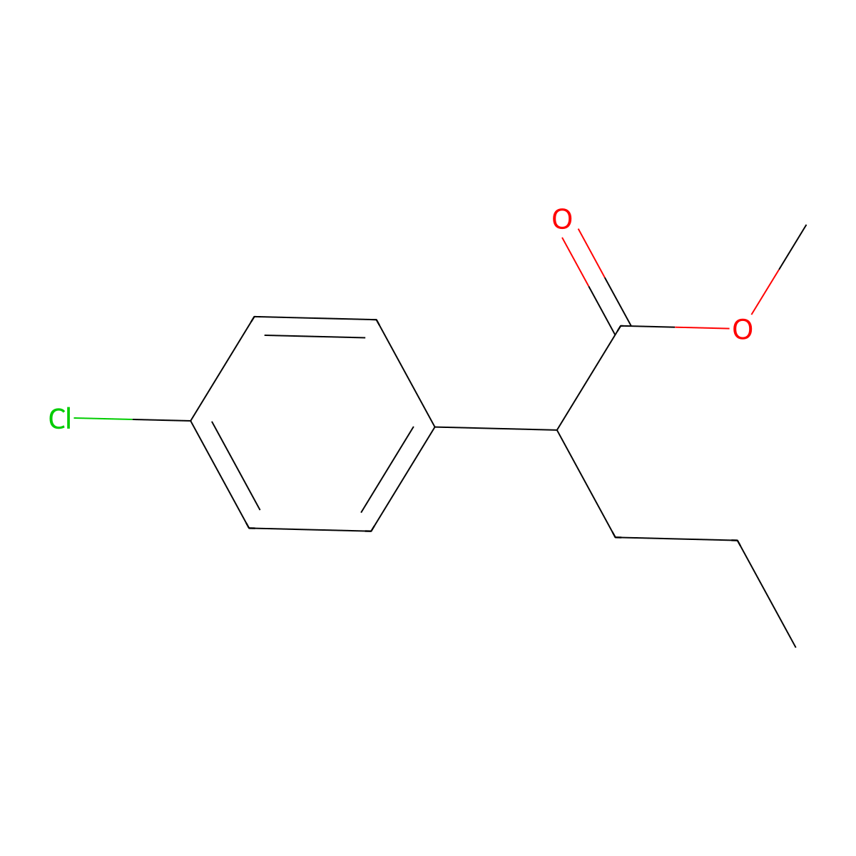 Methyl 2-(4-chlorophenyl)pentanoate molecular structure, CAS 59667-49-1