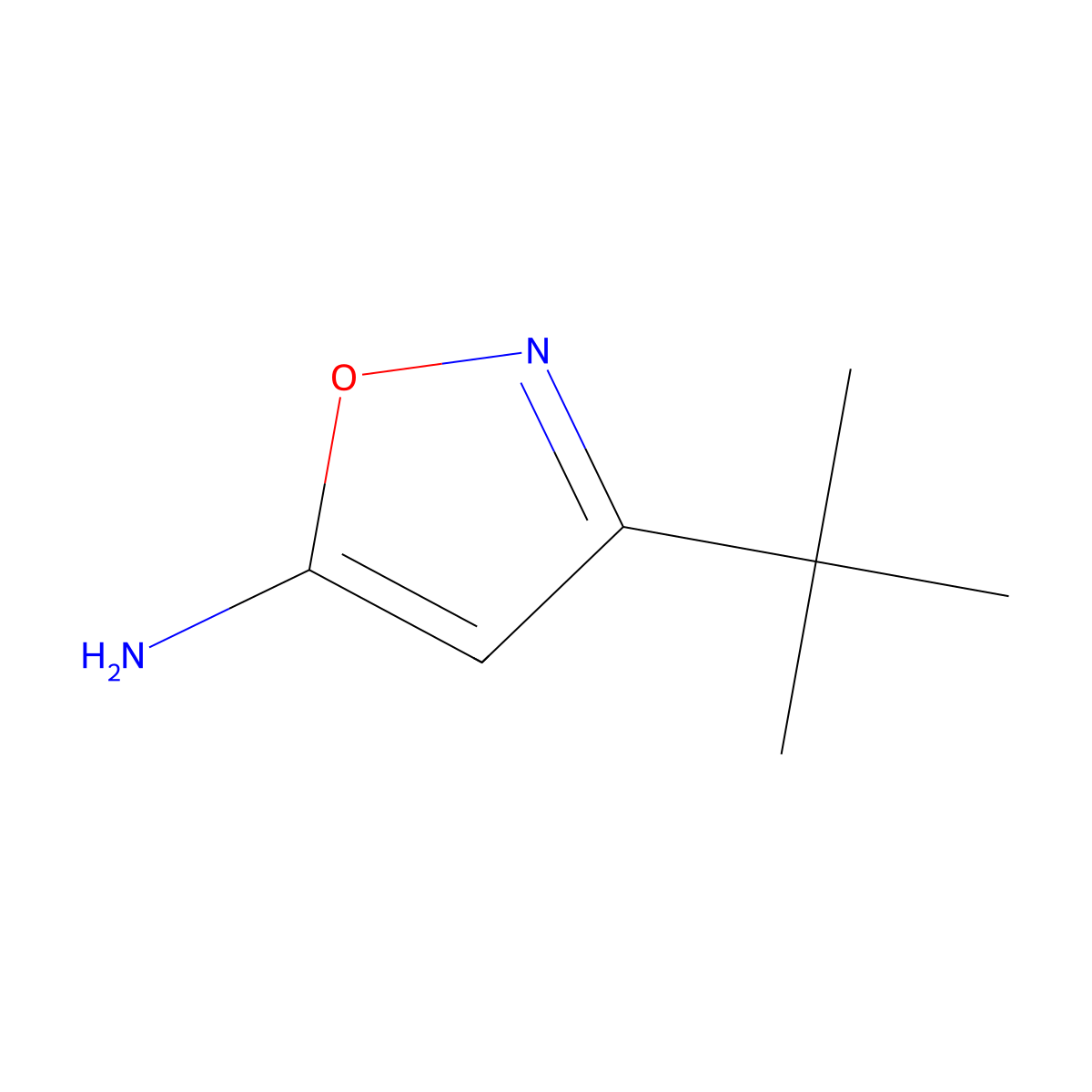 3-Tert-butyl-1,2-oxazol-5-amine molecular structure, CAS 59669-59-9