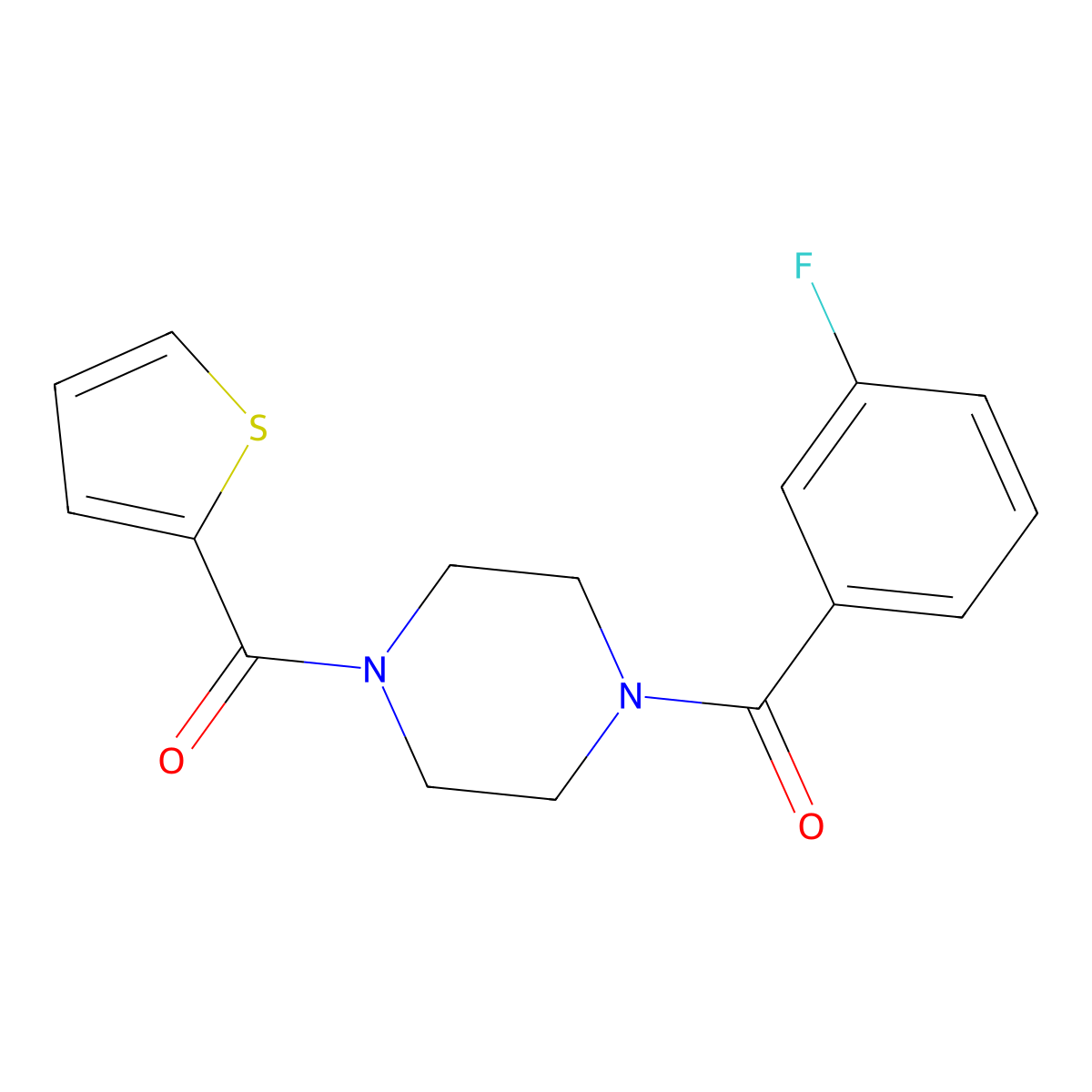(3-Fluorophenyl)[4-(thiophen-2-ylcarbonyl)piperazin-1-yl]methanone molecular structure, CAS 5967-47-5