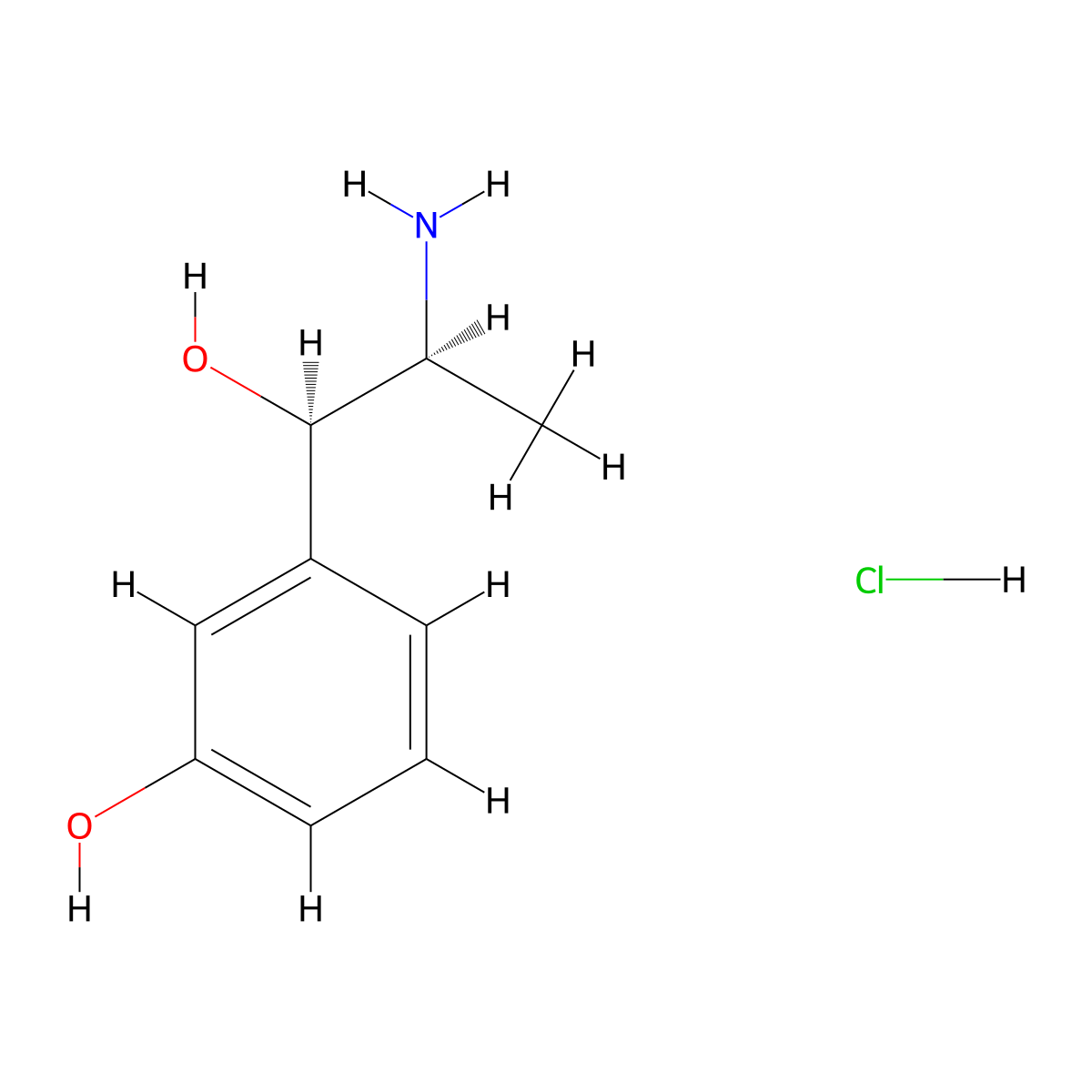 Metaraminol hydrochloride molecular structure, CAS 5967-52-2