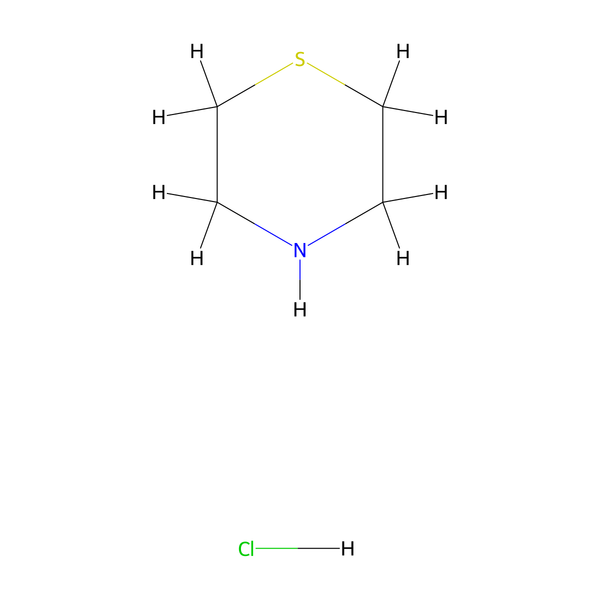 Thiamorpholine hydrochloride molecular structure, CAS 5967-90-8