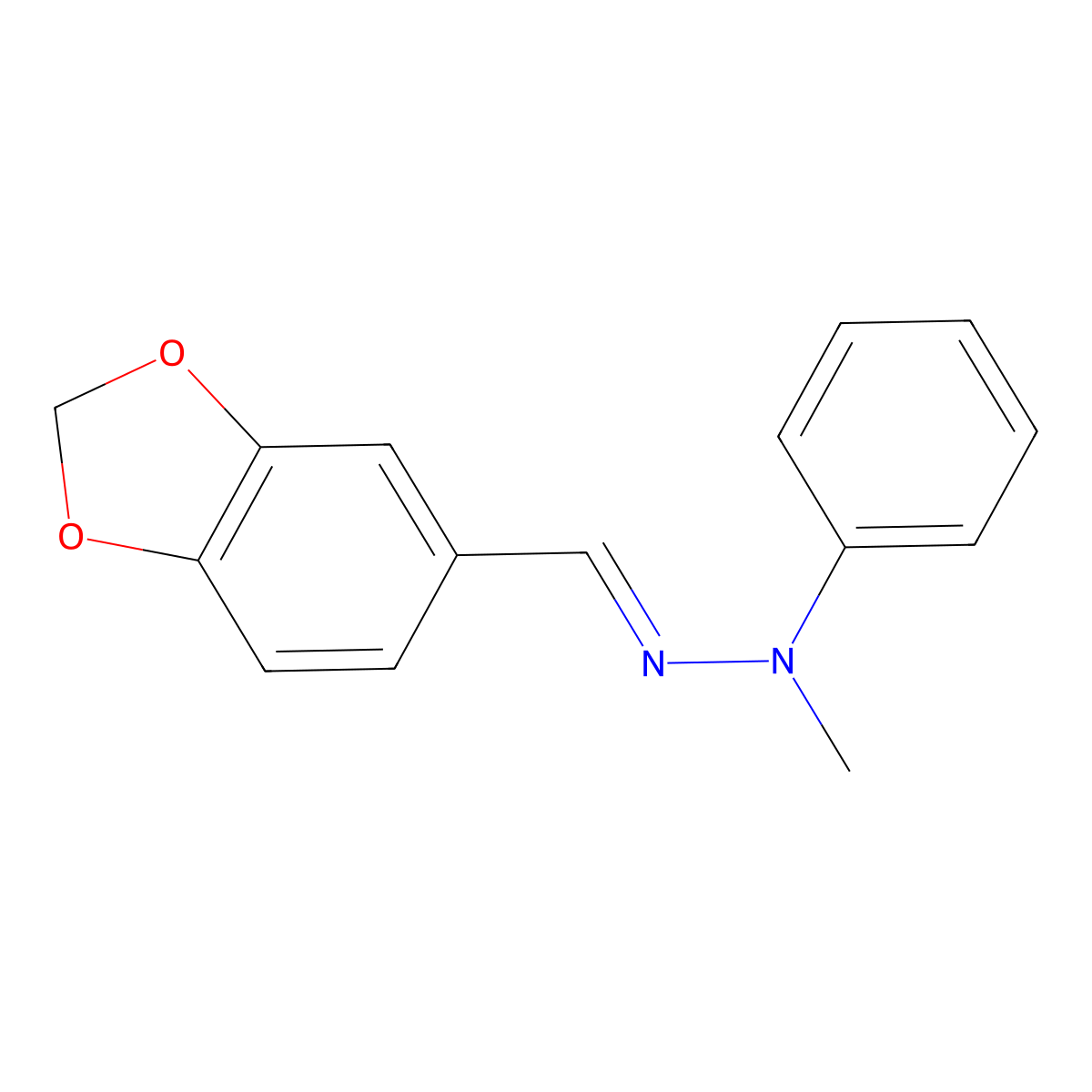 1,3-Benzodioxole-5-carboxaldehyde, 2-methyl-2-phenylhydrazone molecular structure, CAS 59670-51-8