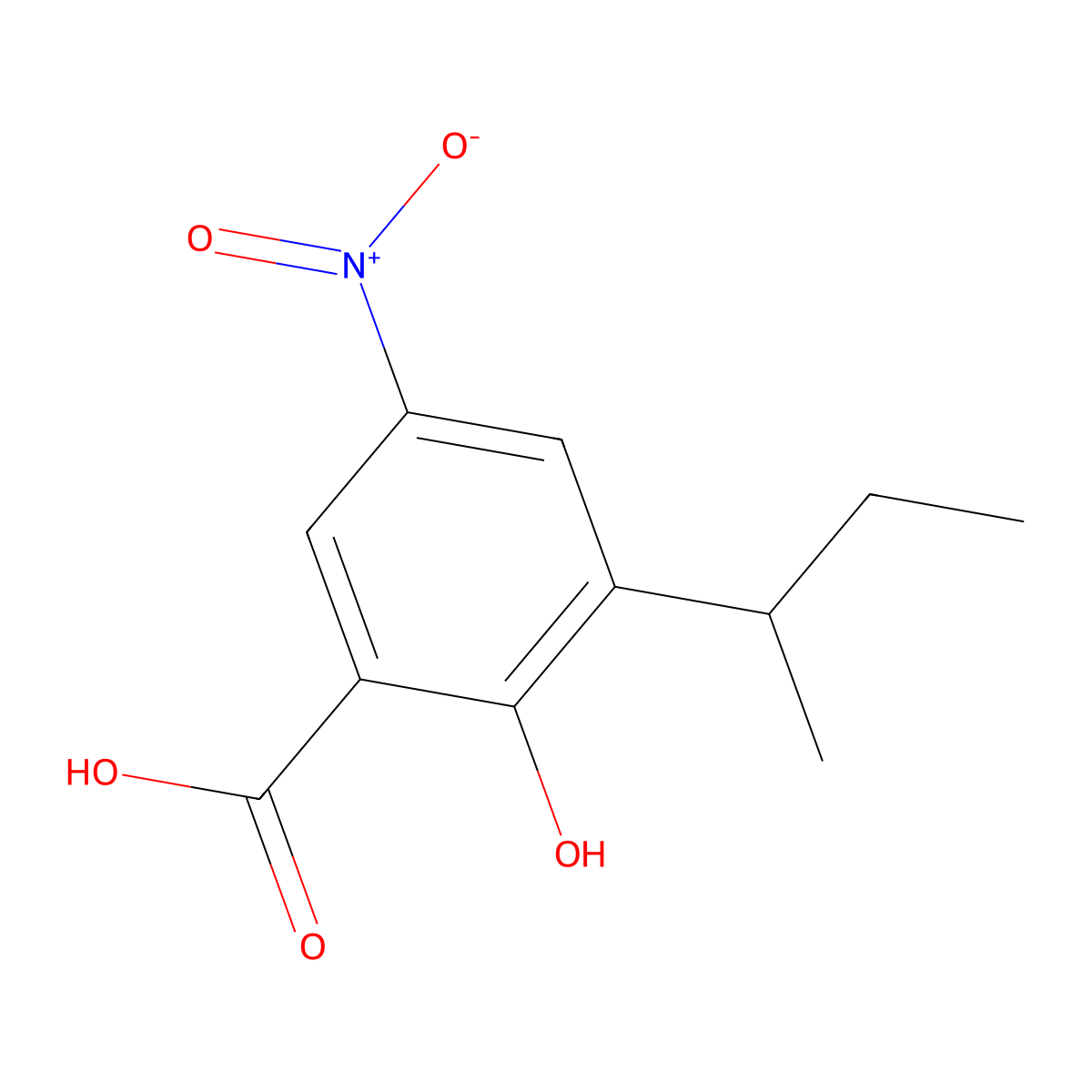2-Hydroxy-3-(methylpropyl)-5-nitrobenzoic acid molecular structure, CAS 59672-92-3
