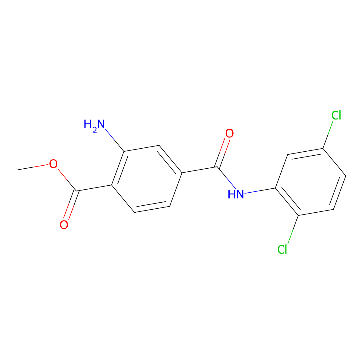 Methyl 2-amino-4-((2,5-dichlorophenyl)carbamoyl)benzoate molecular structure, CAS 59673-82-4