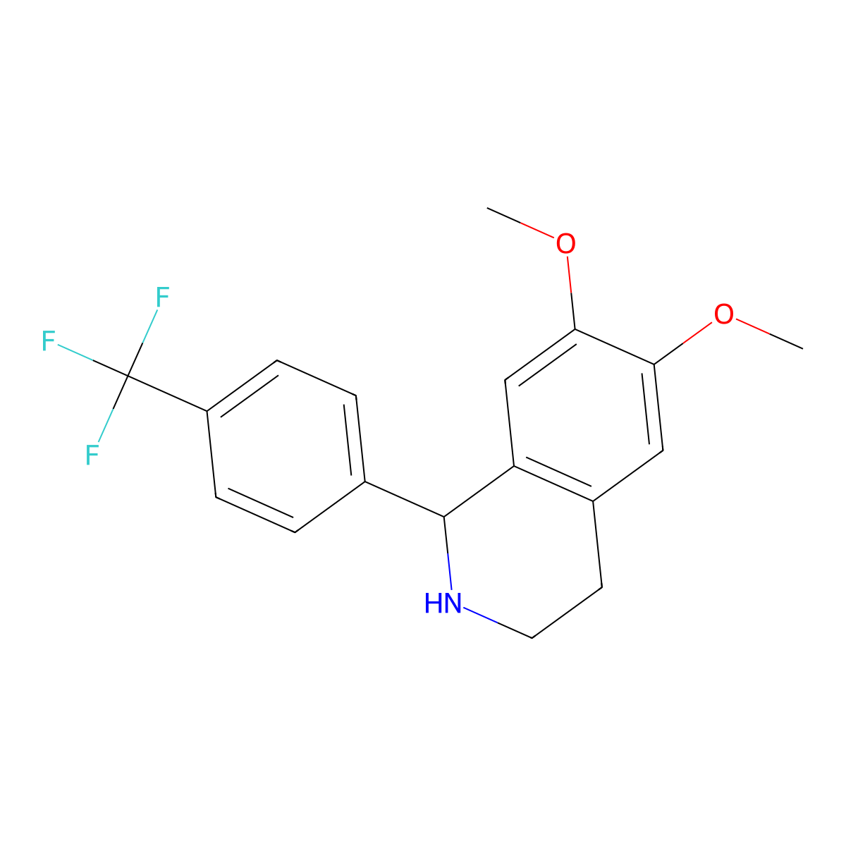 6,7-Dimethoxy-1-[4-(trifluoromethyl)phenyl]-1,2,3,4-tetrahydroisoquinoline molecular structure, CAS 596788-79-3