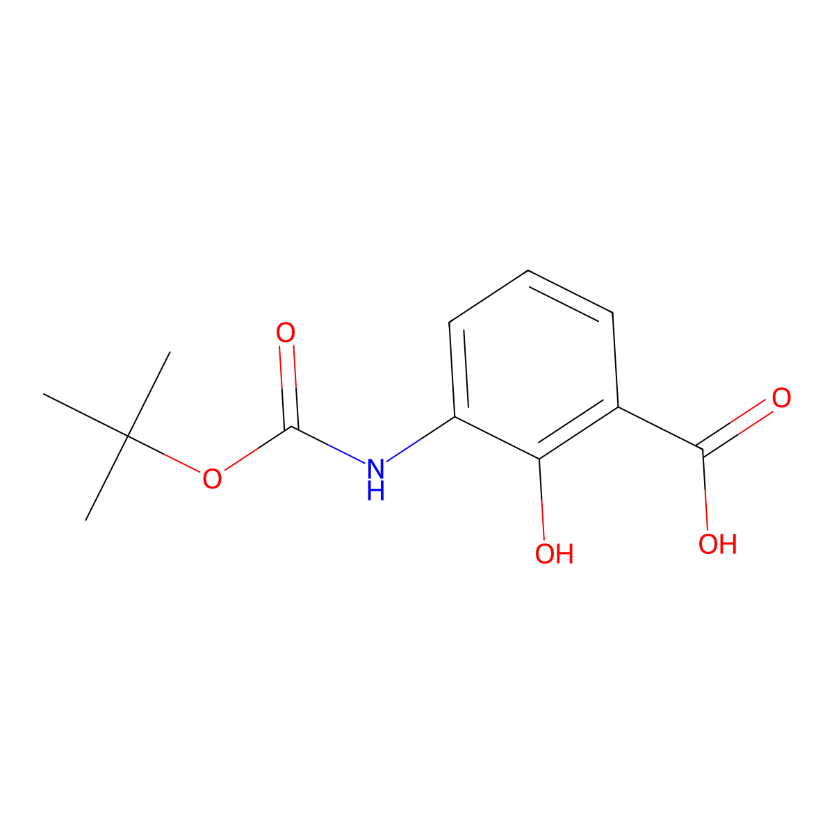 3-(((Tert-butoxy)carbonyl)amino)-2-hydroxybenzoic acid molecular structure, CAS 596790-84-0