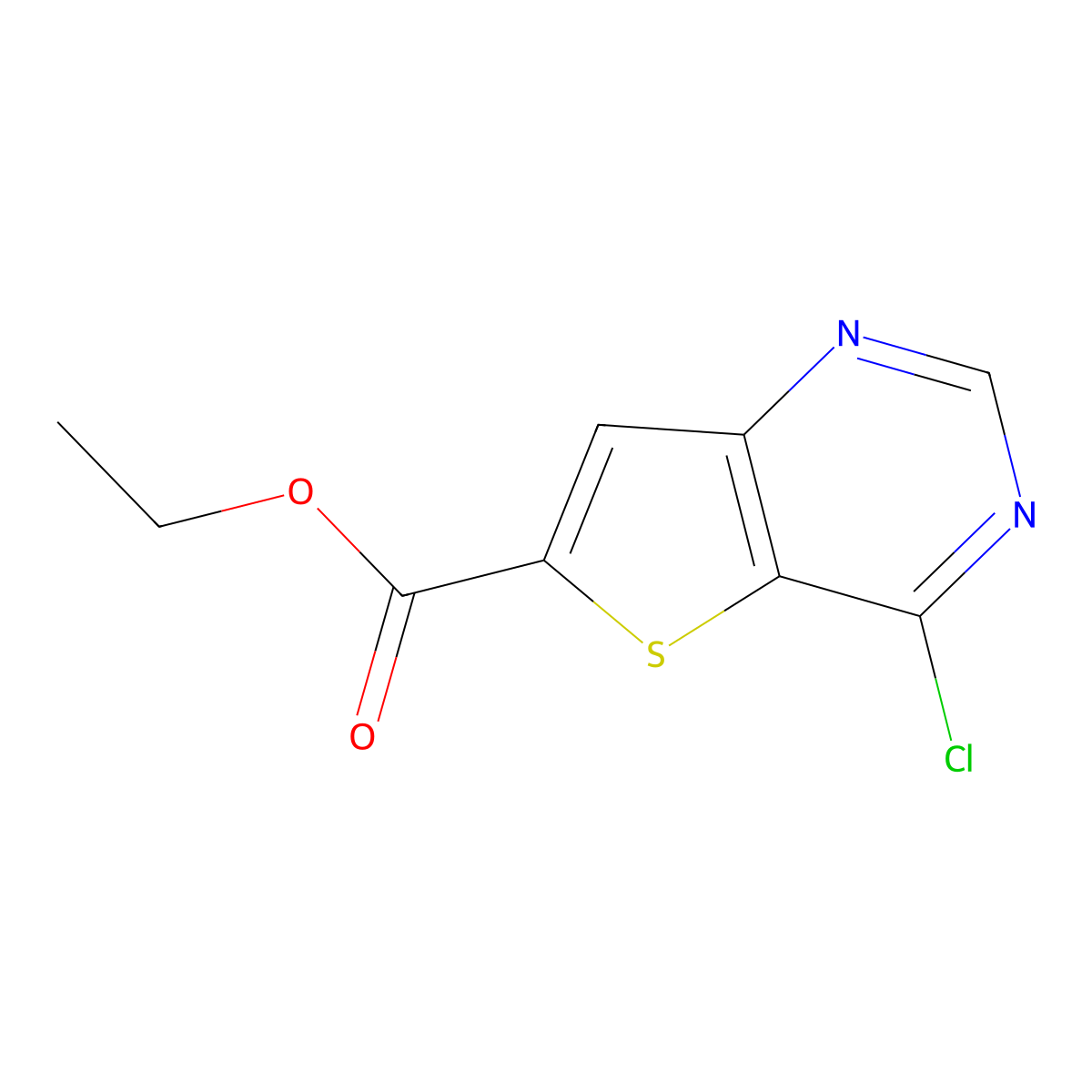 Ethyl 4-chlorothieno[3,2-d]pyrimidine-6-carboxylate molecular structure, CAS 596794-87-5