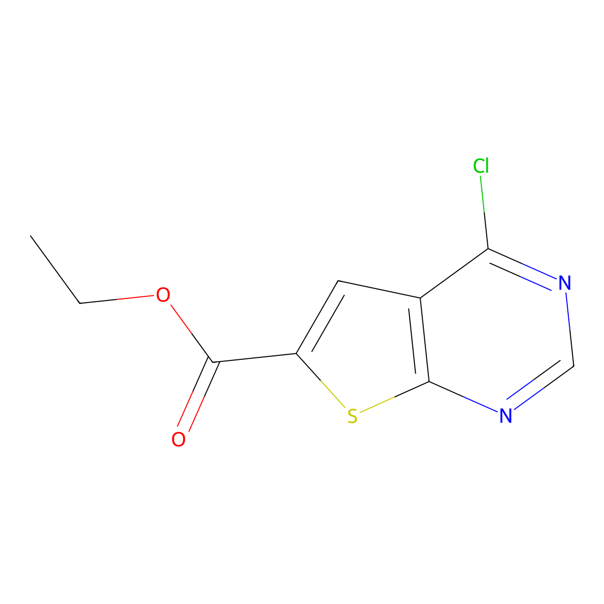 Ethyl 4-chlorothieno[2,3-d]pyrimidine-6-carboxylate molecular structure, CAS 596794-91-1
