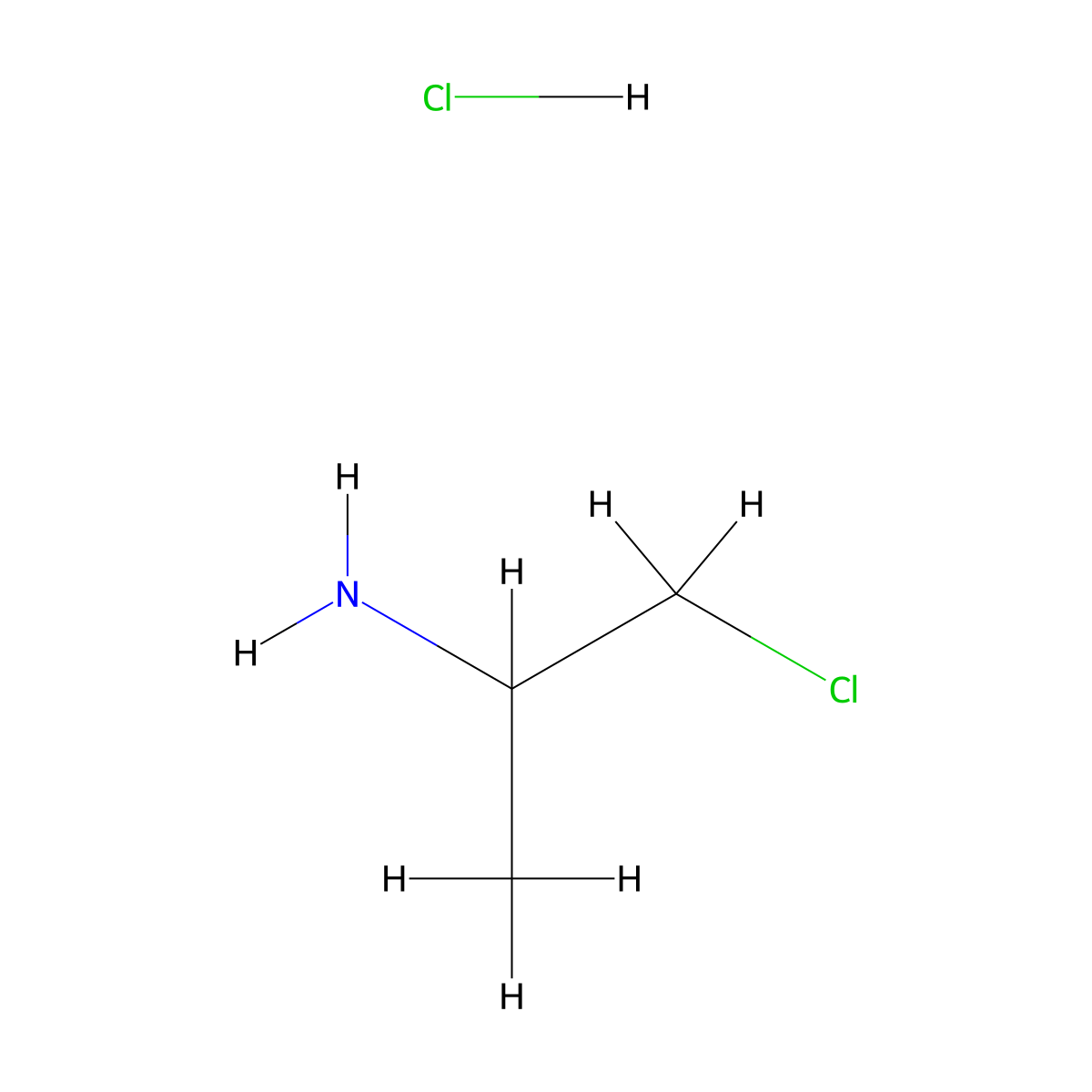 1-Chloropropan-2-amine hydrochloride molecular structure, CAS 5968-21-8
