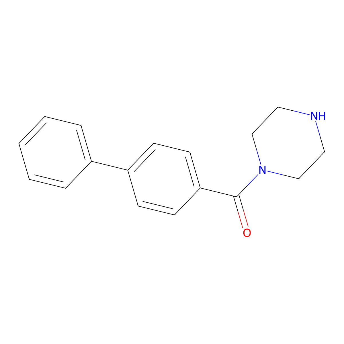 Biphenyl-4-yl(piperazin-1-yl)methanone molecular structure, CAS 5968-73-0