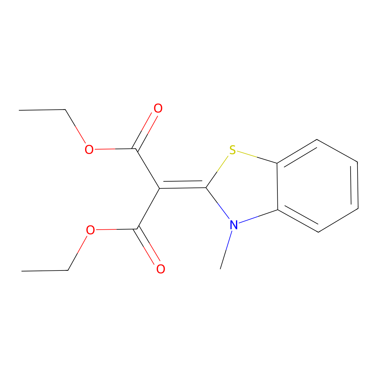 diethyl (3-methyl-1,3-benzothiazol-2(3H)-ylidene)propanedioate molecular structure, CAS 5968-99-0