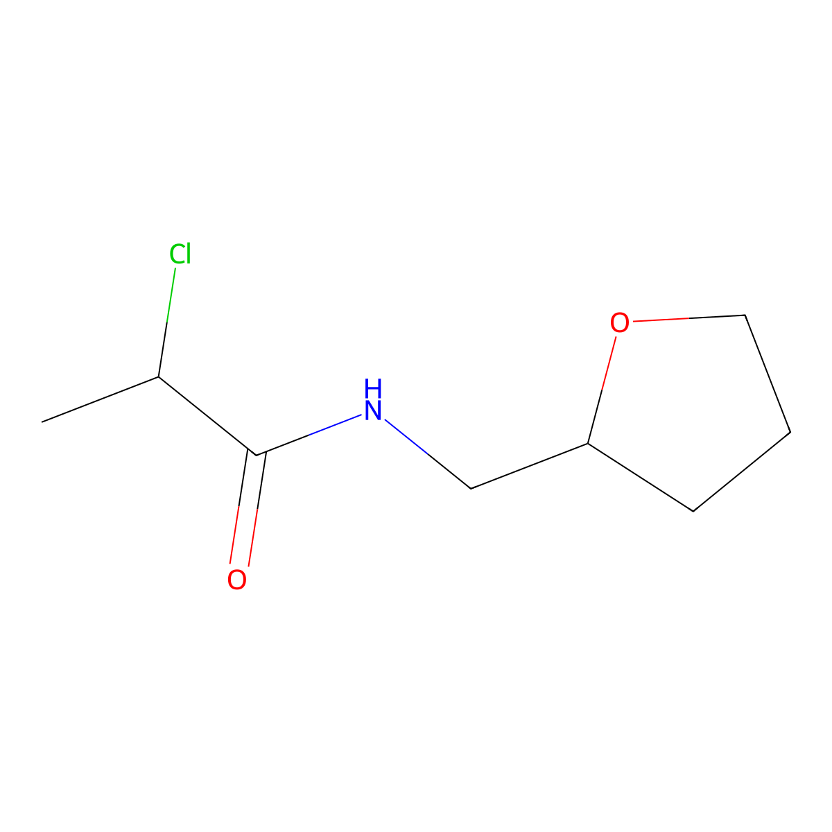 2-chloro-N-(oxolan-2-ylmethyl)propanamide molecular structure, CAS 596807-96-4