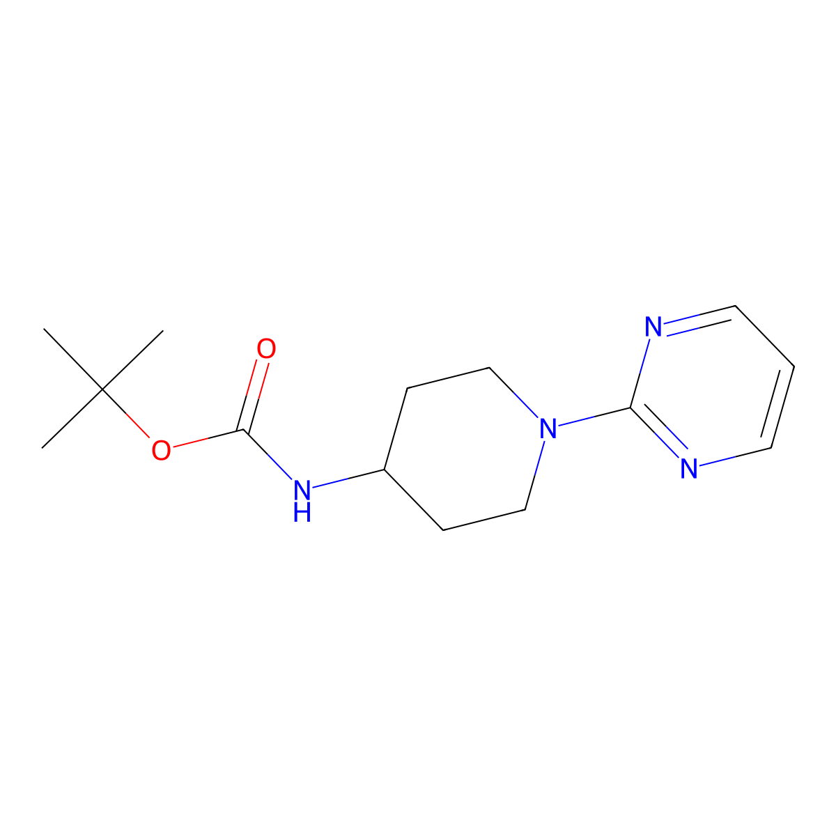 Tert-butyl (1-(pyrimidin-2-yl)piperidin-4-yl)carbamate molecular structure, CAS 596817-38-8