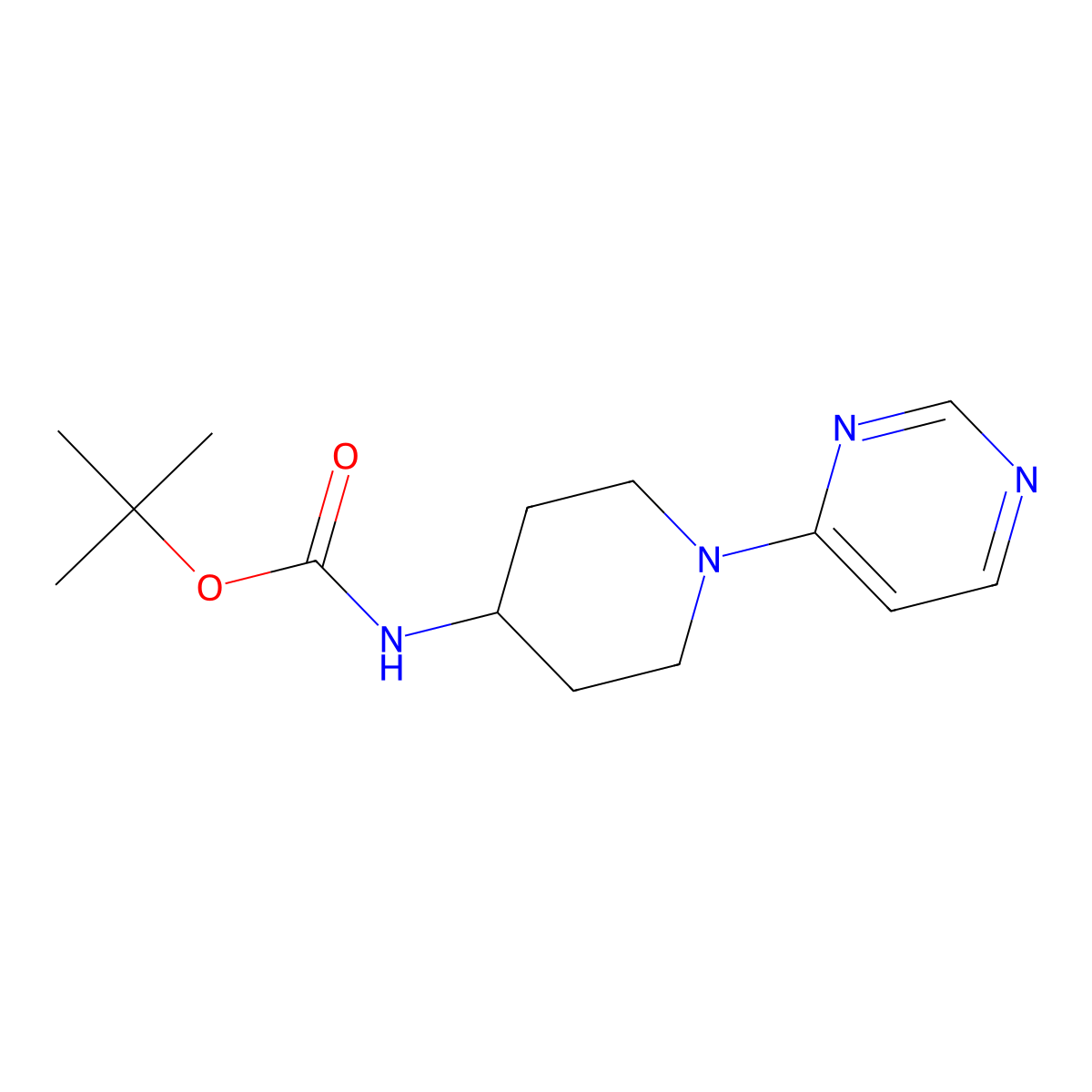 tert-Butyl (1-(pyrimidin-4-yl)piperidin-4-yl)carbamate molecular structure, CAS 596817-39-9
