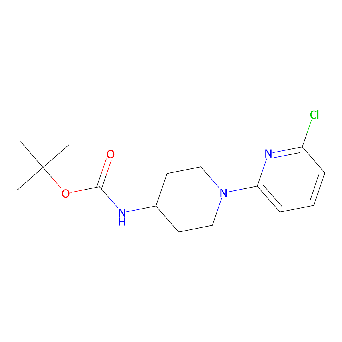 Tert-butyl 1-(6-chloropyridin-2-yl)piperidin-4-ylcarbamate molecular structure, CAS 596817-41-3
