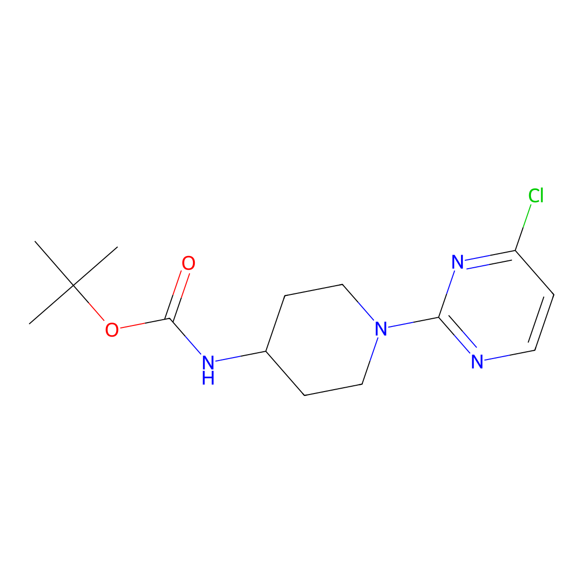tert-Butyl (1-(4-chloropyrimidin-2-yl)piperidin-4-yl)carbamate molecular structure, CAS 596817-47-9