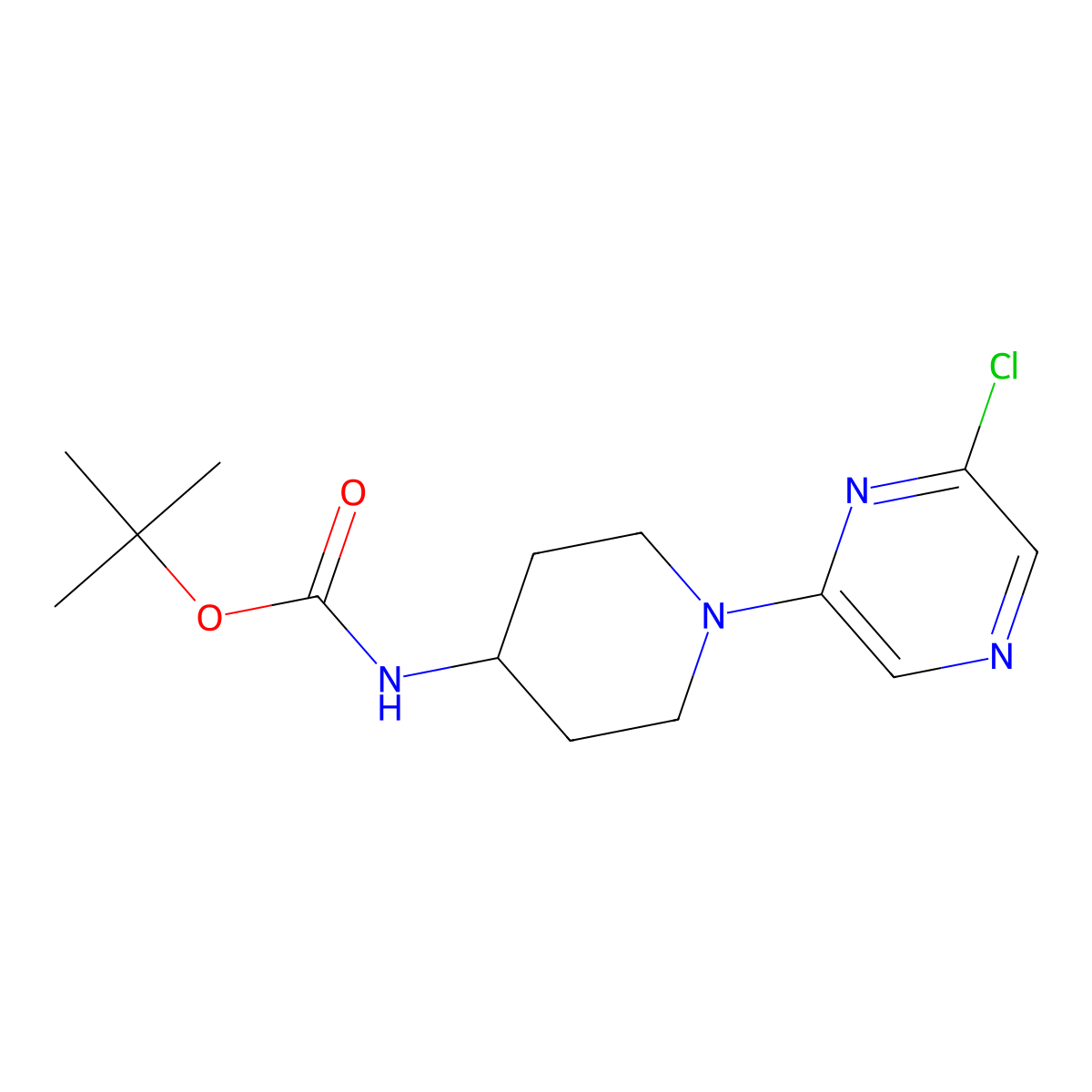 Tert-butyl 1-(6-chloropyrazin-2-yl)piperidin-4-ylcarbamate molecular structure, CAS 596817-48-0
