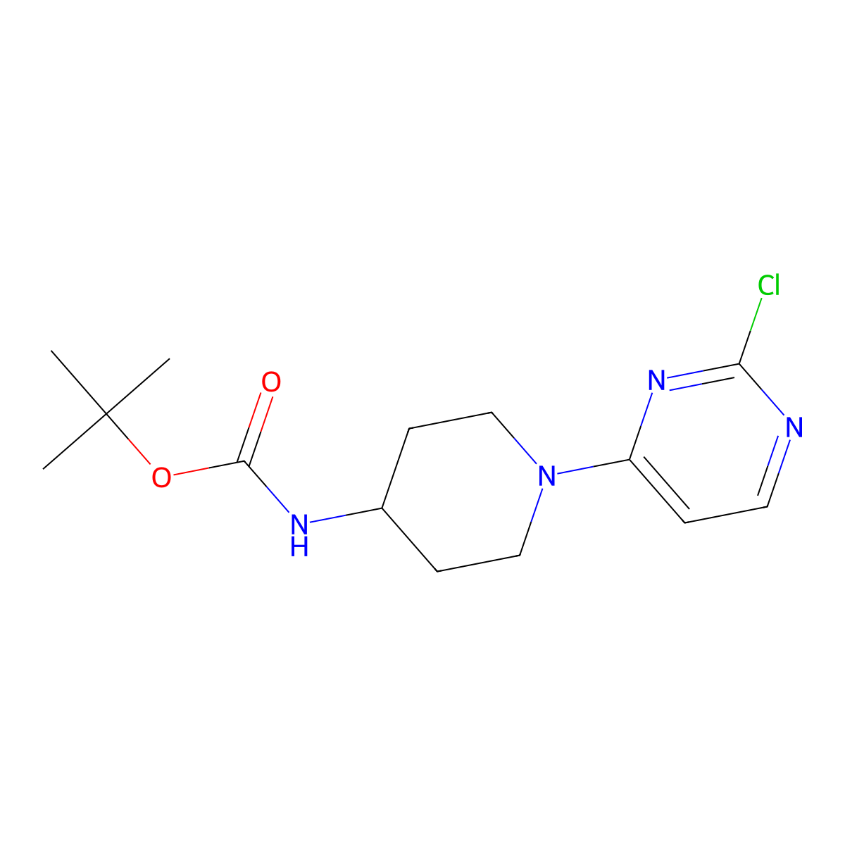 tert-Butyl (1-(2-chloropyrimidin-4-yl)piperidin-4-yl)carbamate molecular structure, CAS 596817-49-1