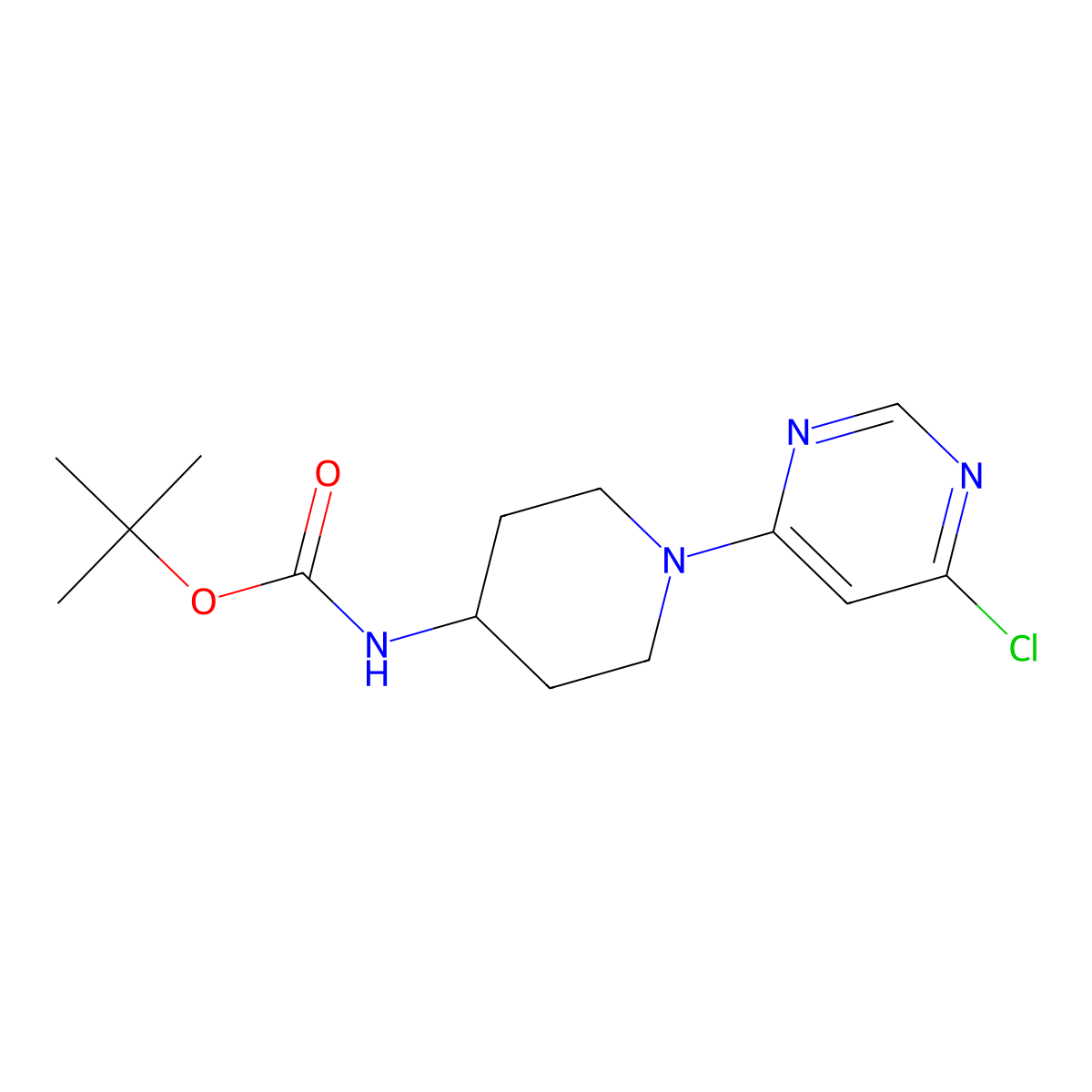 tert-Butyl (1-(6-chloropyrimidin-4-yl)piperidin-4-yl)carbamate molecular structure, CAS 596817-50-4