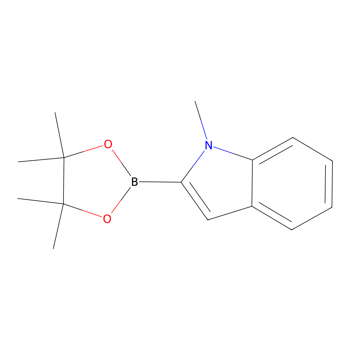 1-methyl-2-(4,4,5,5-tetramethyl-1,3,2-dioxaborolan-2-yl)-1H-indole molecular structure, CAS 596819-10-2