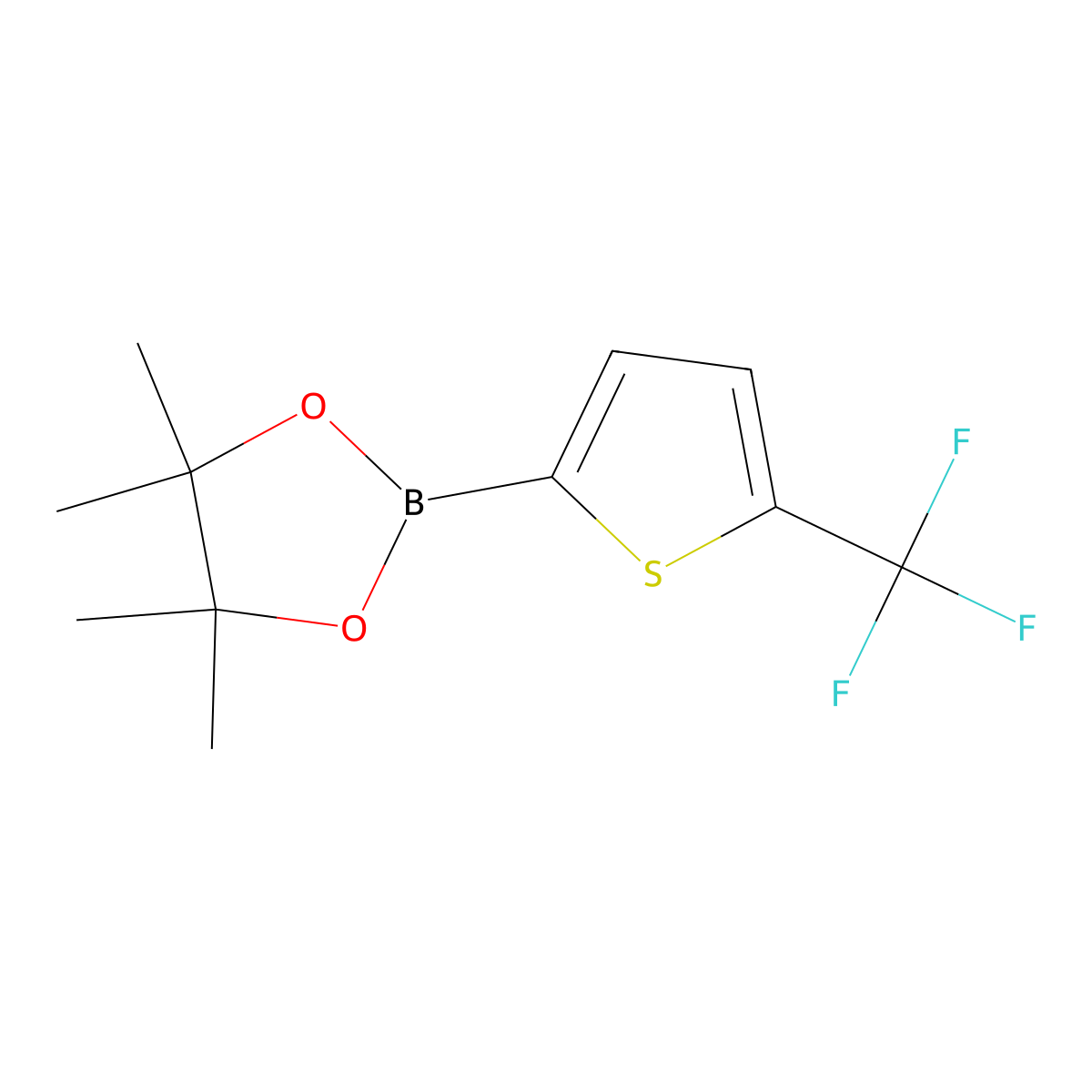 4,4,5,5-Tetramethyl-2-(5-(trifluoromethyl)thiophen-2-yl)-1,3,2-dioxaborolane molecular structure, CAS 596819-13-5
