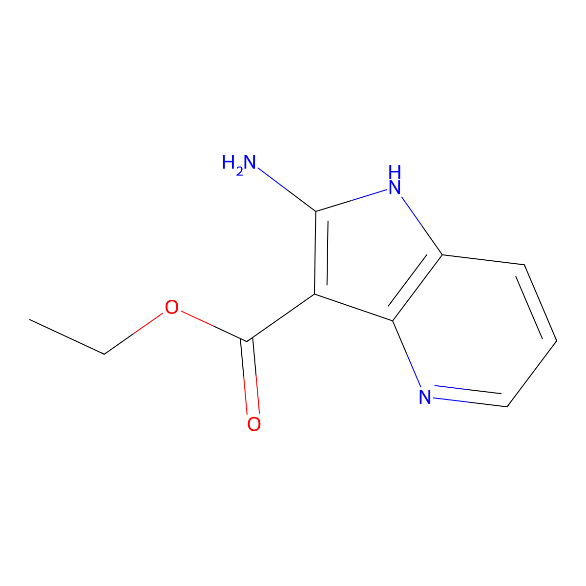 ethyl 2-amino-1H-pyrrolo[3,2-b]pyridine-3-carboxylate molecular structure, CAS 596824-14-5