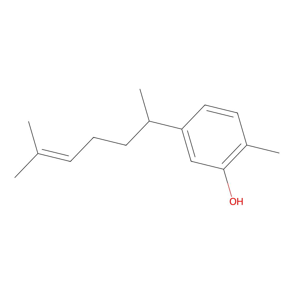 2-Methyl-5-(6-methylhept-5-en-2-yl)phenol molecular structure, CAS 59684-62-7