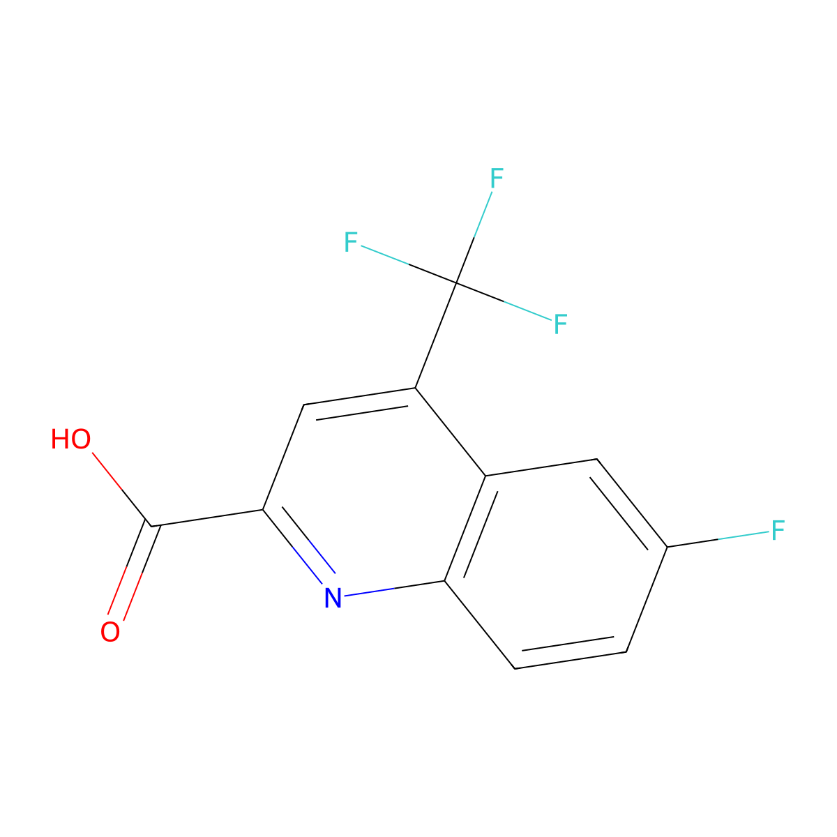 6-fluoro-4-(trifluoromethyl)quinoline-2-carboxylic Acid molecular structure, CAS 596845-42-0