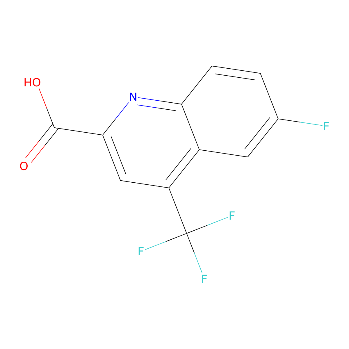 6-fluoro-4-(trifluoromethyl)quinoline-2-carboxylic Acid molecular structure, CAS 596845-42-0