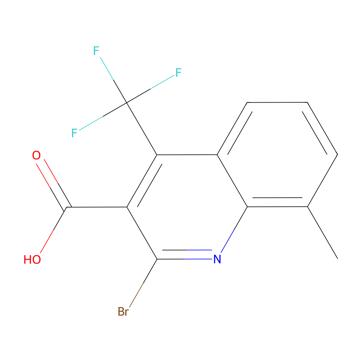 2-bromo-8-methyl-4-(trifluoromethyl)quinoline-3-carboxylic Acid molecular structure, CAS 596845-52-2