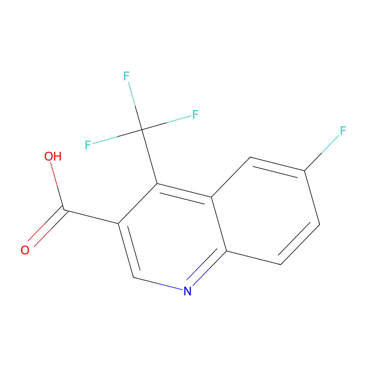 6-fluoro-4-(trifluoromethyl)quinoline-3-carboxylic Acid molecular structure, CAS 596845-53-3