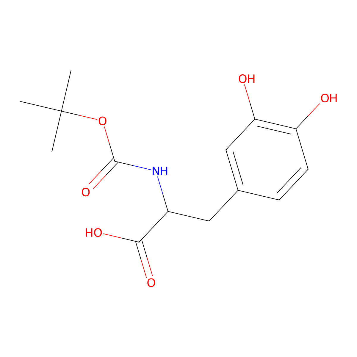 3-(3,4-dihydroxyphenyl)-2-[(2-methylpropan-2-yl)oxycarbonylamino]propanoic Acid molecular structure, CAS 59686-55-4