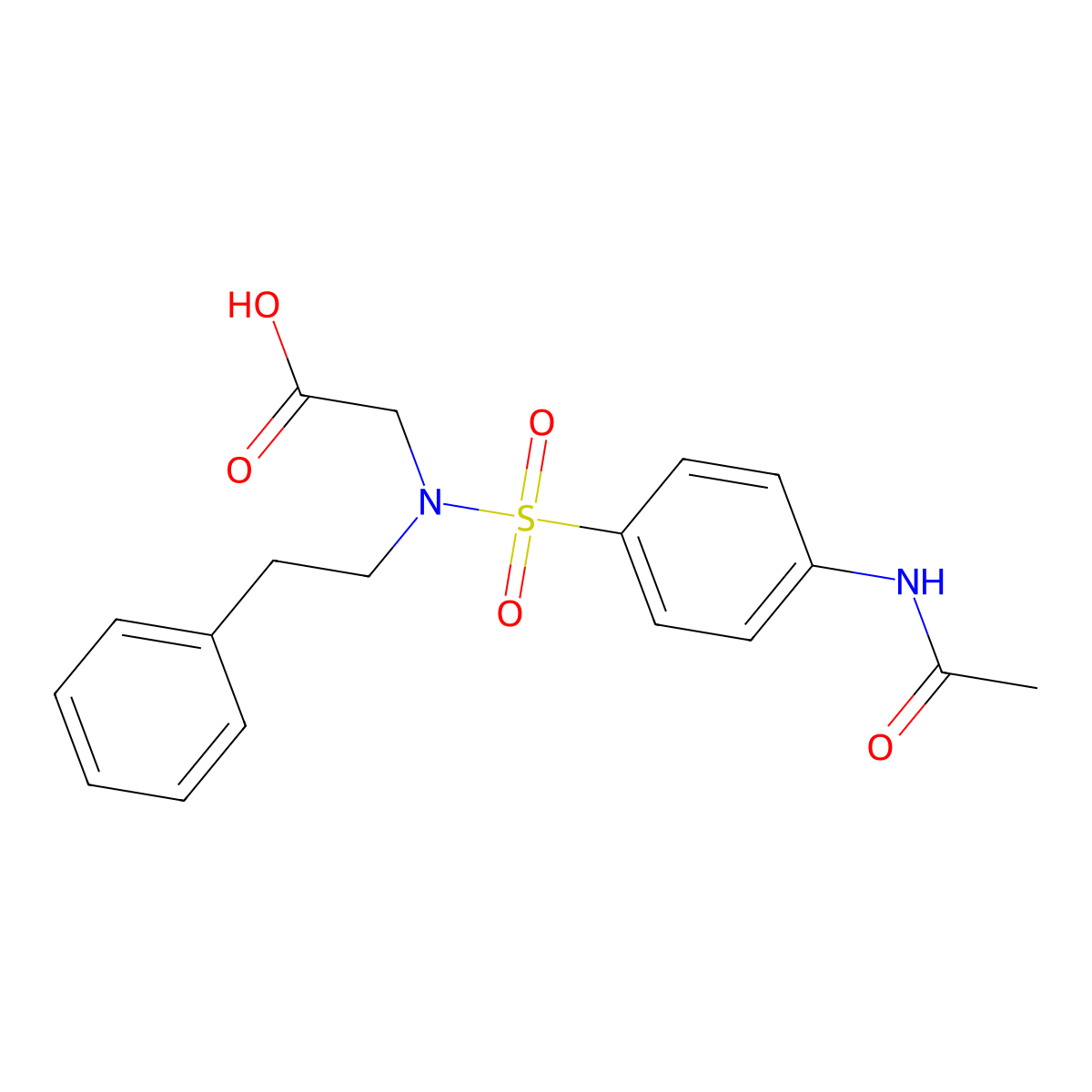 N-(4-Acetamidobenzene-1-sulfonyl)-N-(2-phenylethyl)glycine molecular structure, CAS 5969-85-7
