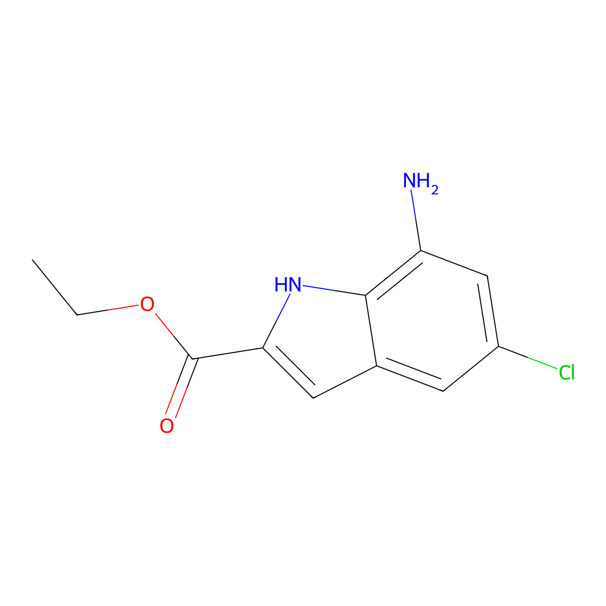 Ethyl 7-amino-5-chloro-1H-indole-2-carboxylate molecular structure, CAS 59694-51-8