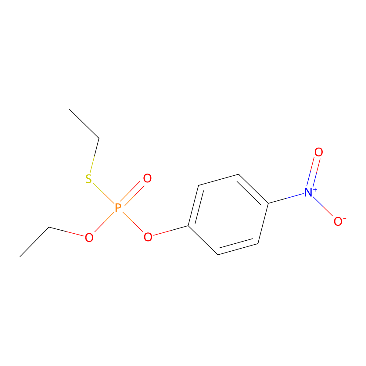 Phosphorothioic acid, O,S-diethyl O-(4-nitrophenyl) ester molecular structure, CAS 597-88-6