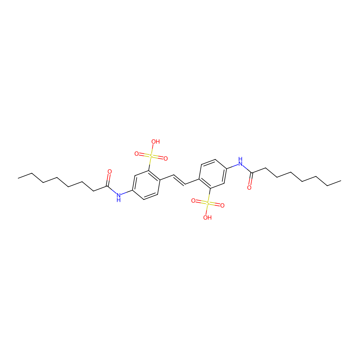6,6'-(Ethene-1,2-diyl)bis(3-octanamidobenzenesulfonic acid) molecular structure, CAS 5970-15-0