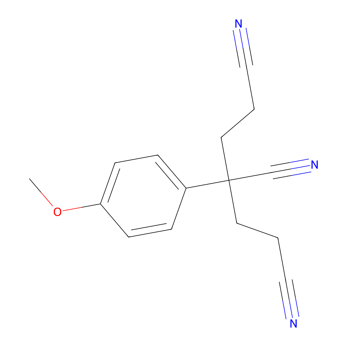 3-(4-Methoxyphenyl)pentane-1,3,5-tricarbonitrile molecular structure, CAS 5970-95-6