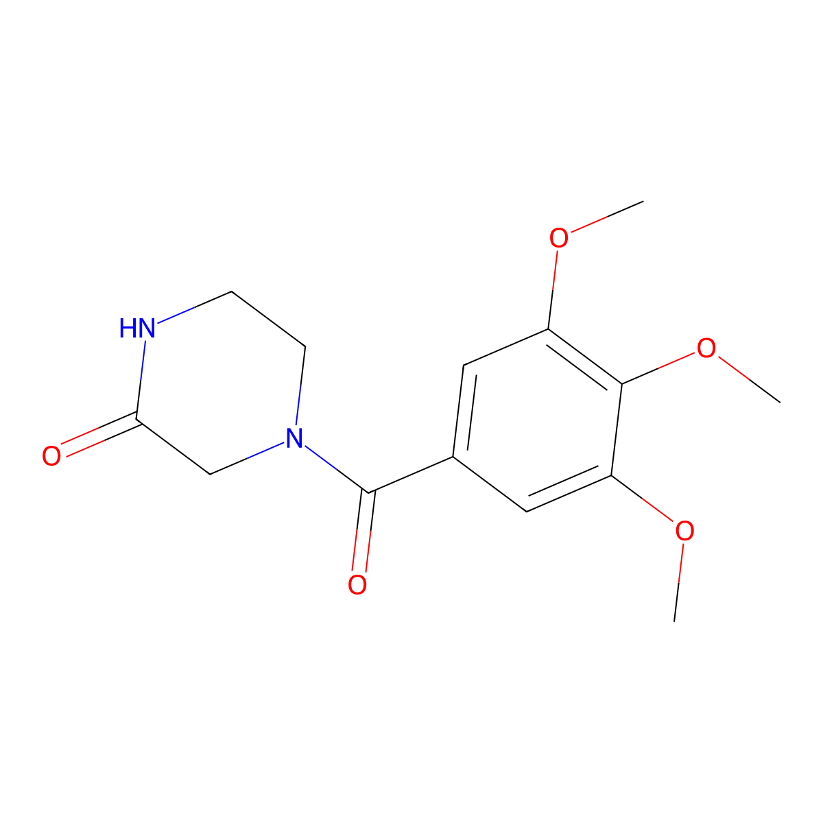 Piperazinone, 4-(3,4,5-trimethoxybenzoyl)- molecular structure, CAS 59701-93-8