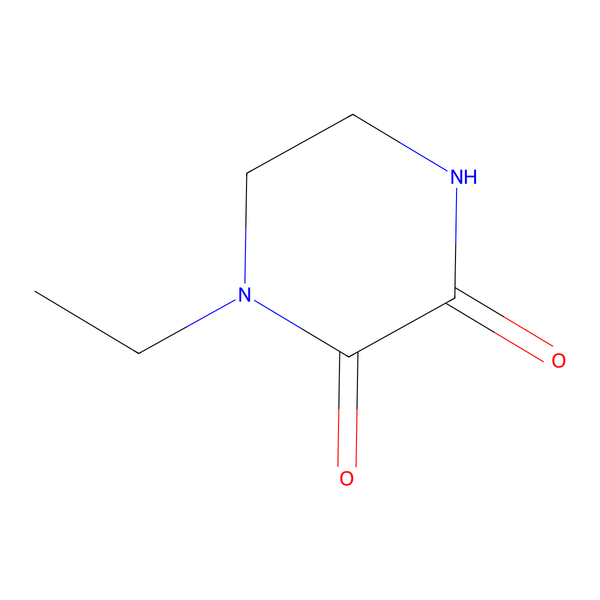 1-Ethyl-2,3-piperazinedione molecular structure, CAS 59702-31-7