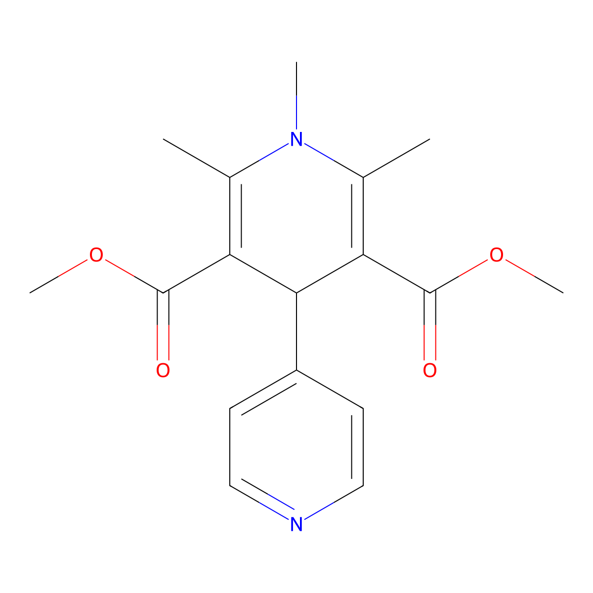 dimethyl 1,2,6-trimethyl-4-pyridin-4-yl-4H-pyridine-3,5-dicarboxylate molecular structure, CAS 5971-85-7