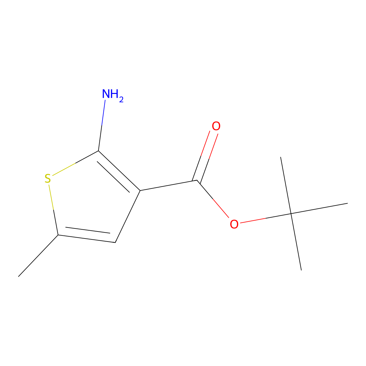Tert-butyl 2-amino-5-methylthiophene-3-carboxylate molecular structure, CAS 59713-53-0