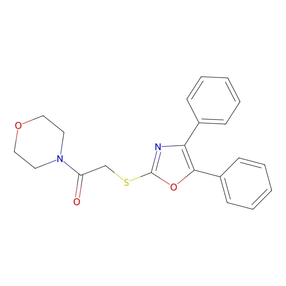 2-((4,5-Diphenyloxazol-2-yl)thio)-1-morpholinoethanone molecular structure, CAS 59716-72-2
