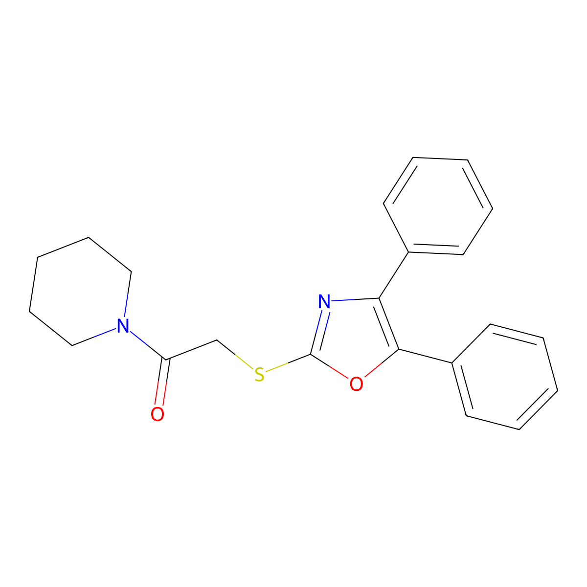 2-[(4,5-Diphenyl-1,3-oxazol-2-yl)sulfanyl]-1-(piperidin-1-yl)ethanone molecular structure, CAS 59716-73-3