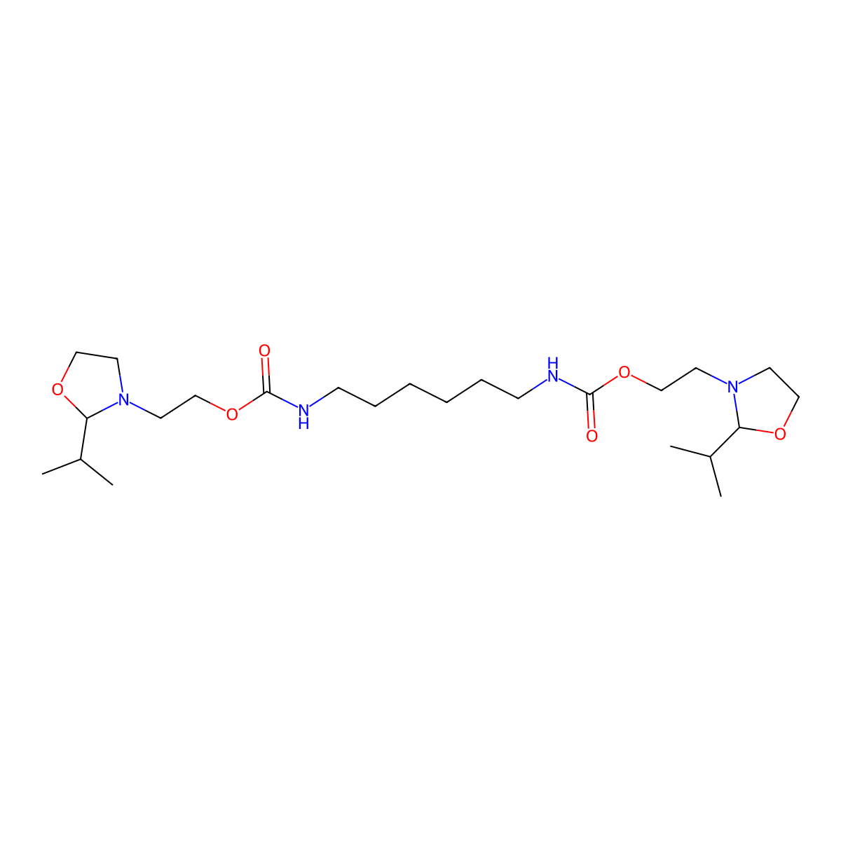 Bis(2-(2-(propan-2-yl)-1,3-oxazolidin-3-yl)ethyl) hexane-1,6-diylbiscarbamate molecular structure, CAS 59719-67-4
