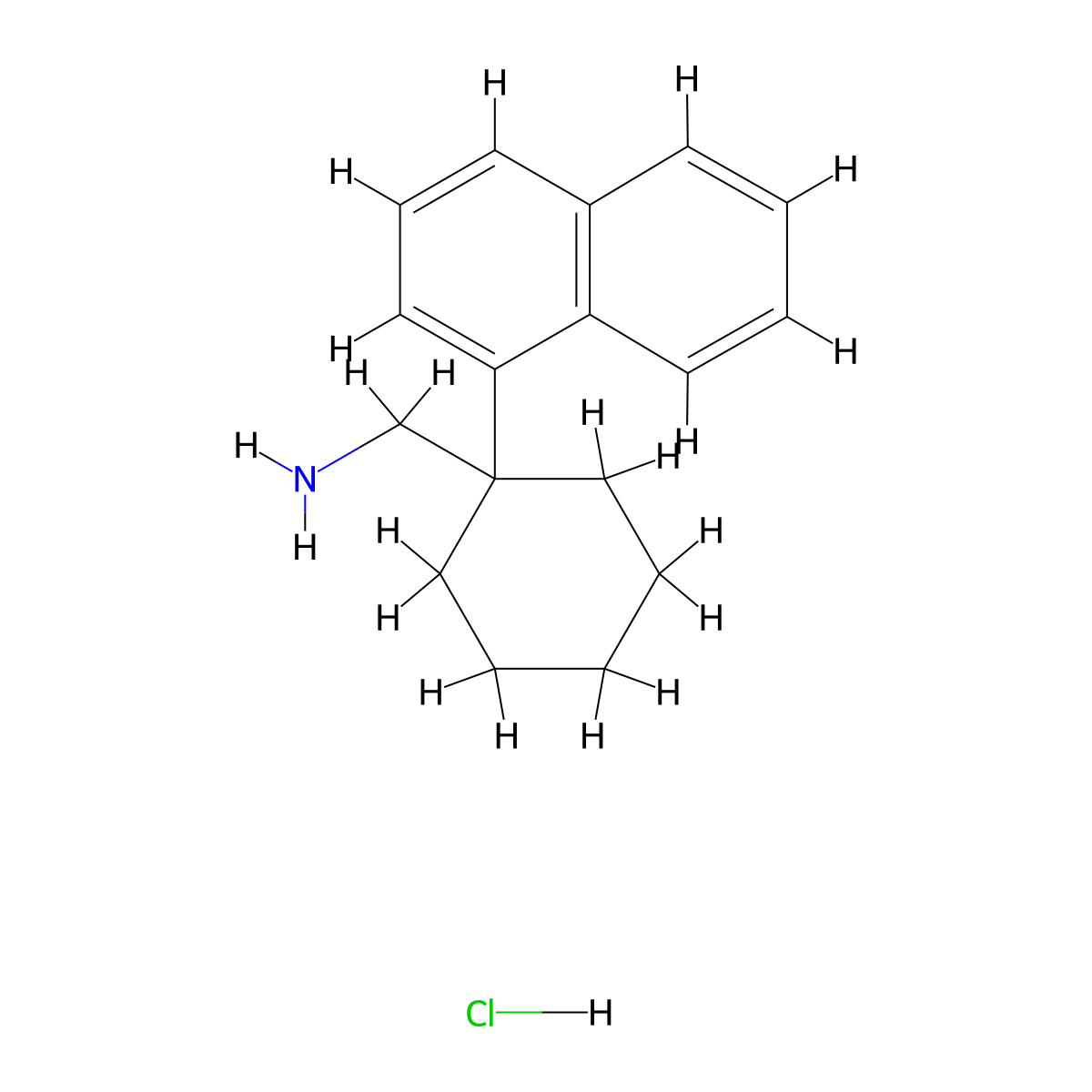 (1-(Naphthalen-1-yl)cyclohexyl)methanamine hydrochloride molecular structure, CAS 59726-23-7